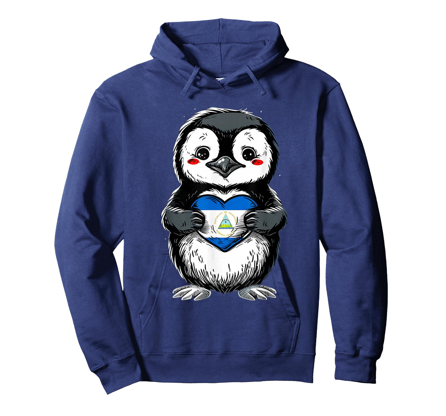 Nicaragua Flag Cute Penguin Heart Nicaraguan Pride T-Shirt
