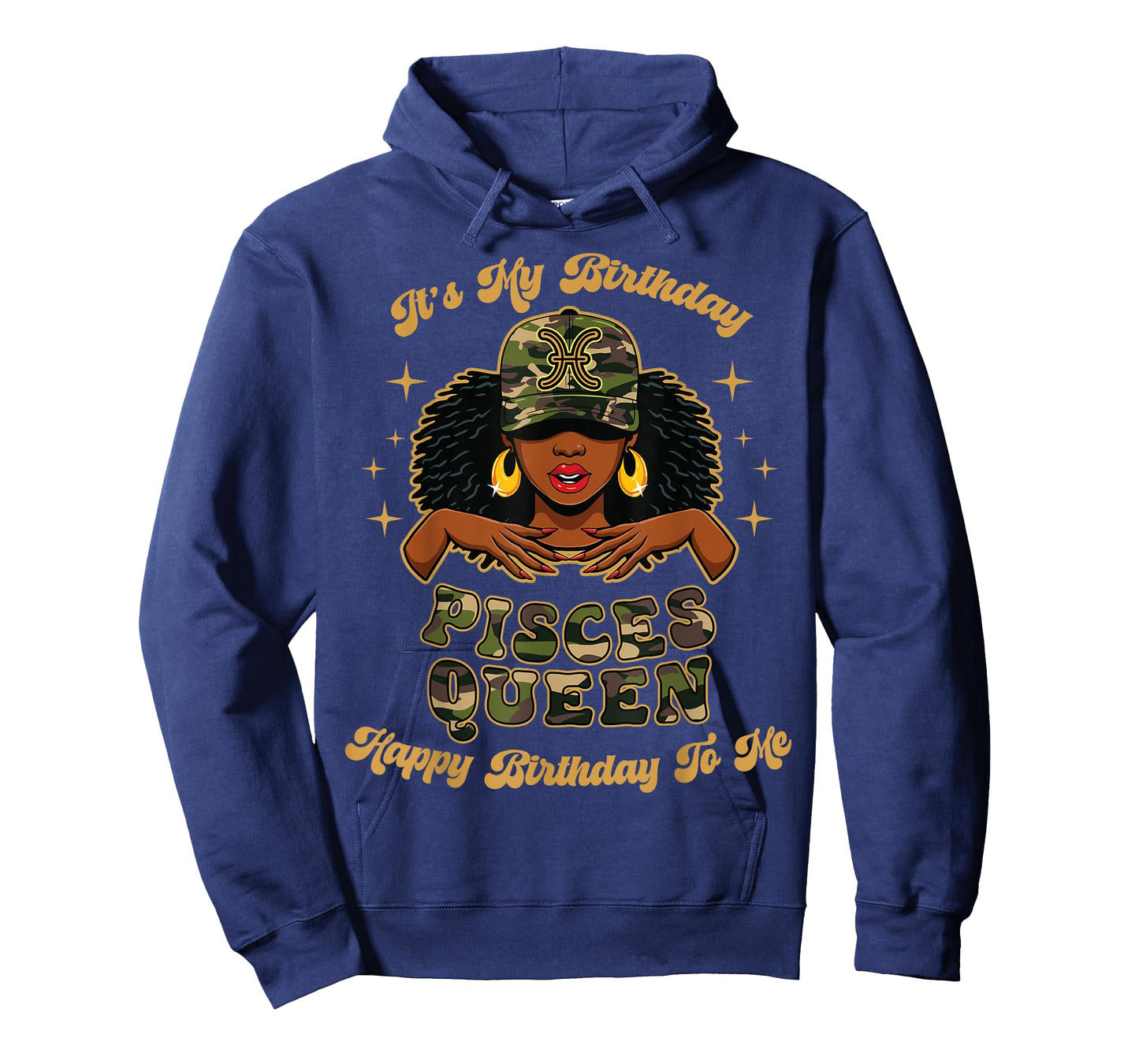 Birthday Pisces Queen Camo Black Woman African Zodiac Afro T-Shirt