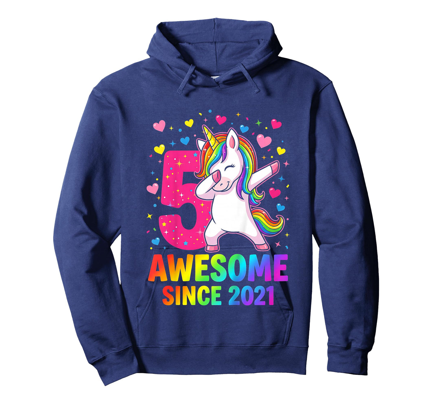Kids 5th Birthday Girl Unicorn Shirt Awesome Since 2021 Unicorn T-Shirt