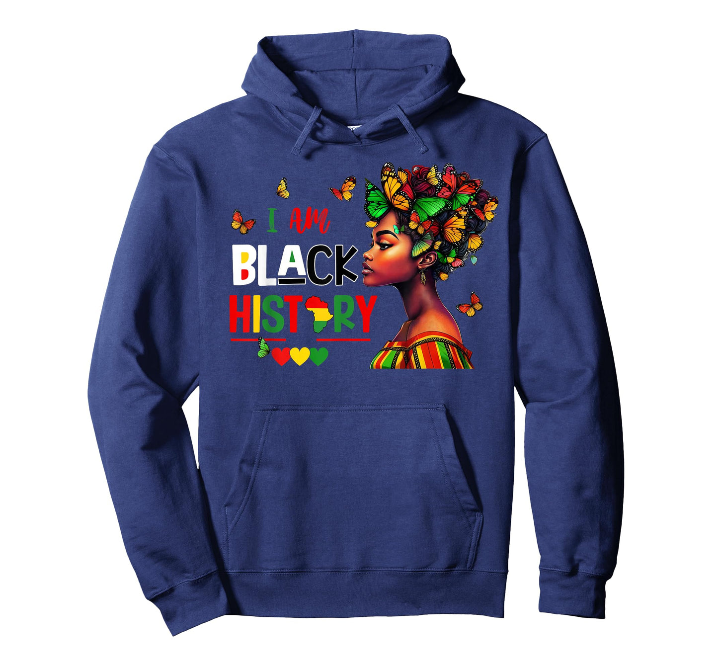 Black Woman African Melanin I Am Black History Butterfly T-Shirt