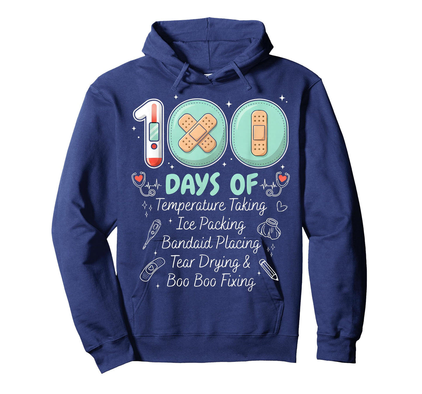 School Nurse Crew 100 Days of Temperature Taking Ice Packing T-Shirt