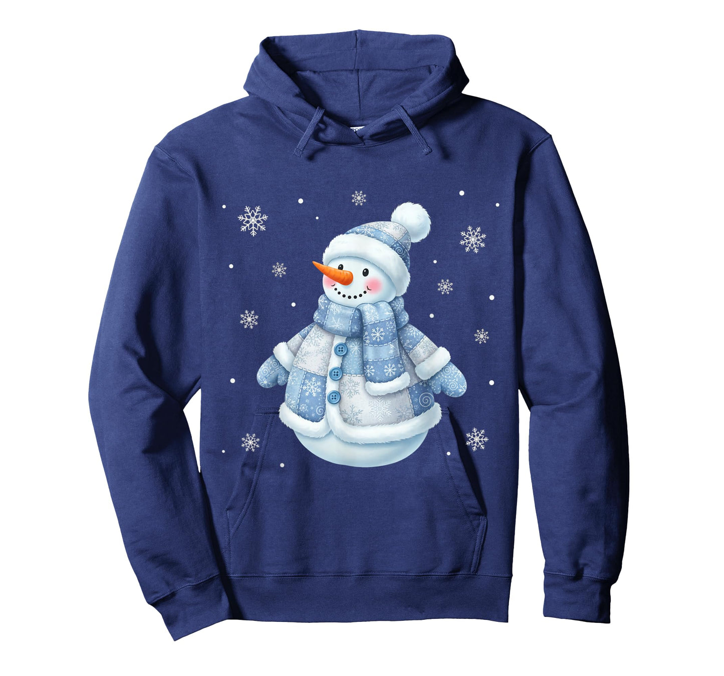Cute Blue Snowman with Snowflakes Winter Christmas Design T-Shirt