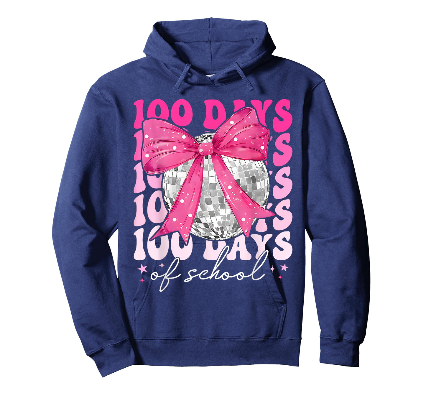 Retro 100 Days of School Coquette Bow Disco Ball Girls Women T-Shirt