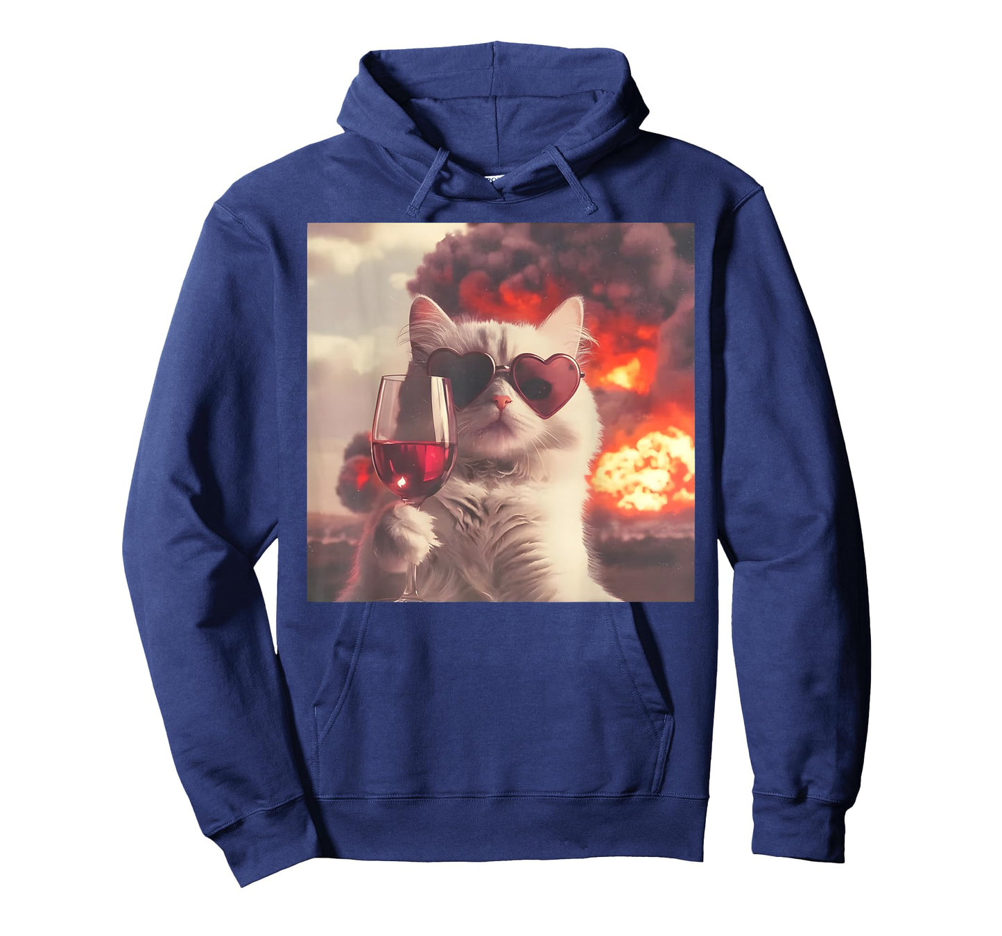 Funny Cat Sunglasses Drinking Wine Selfie of Explosion Meme T-Shirt