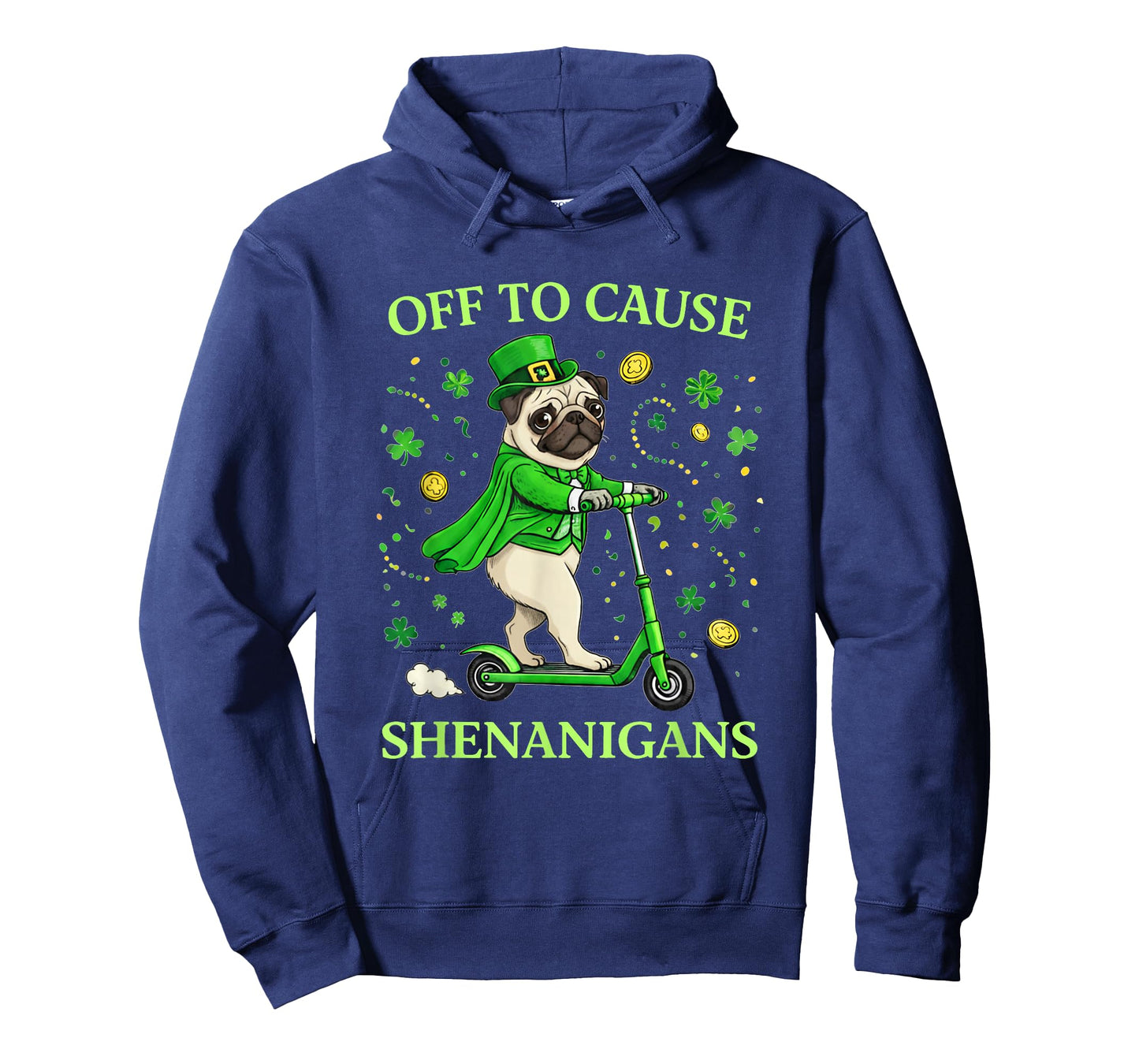 St Patricks Day Pug Leprechaun Scooter Shenanigans T-Shirt