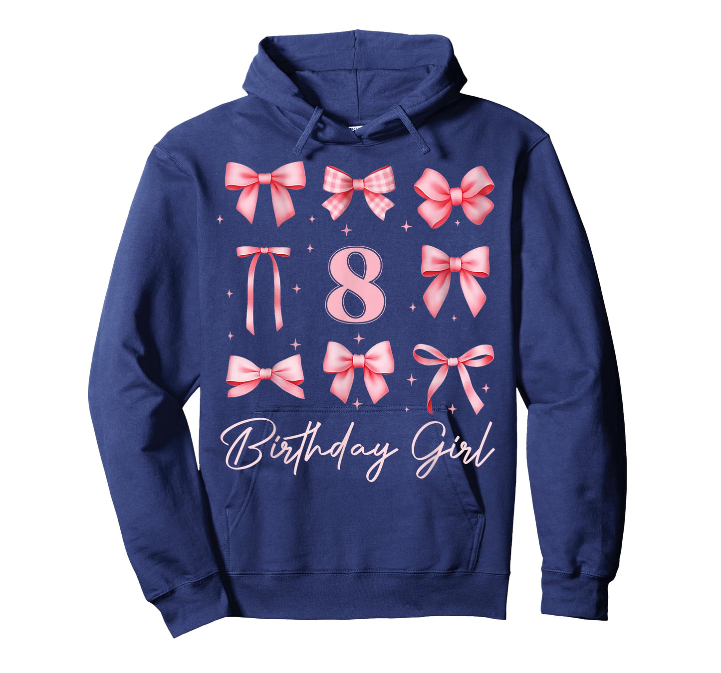Kids 8th Birthday Girl Coquette Bow Pink 8 Year Old Bday T-Shirt