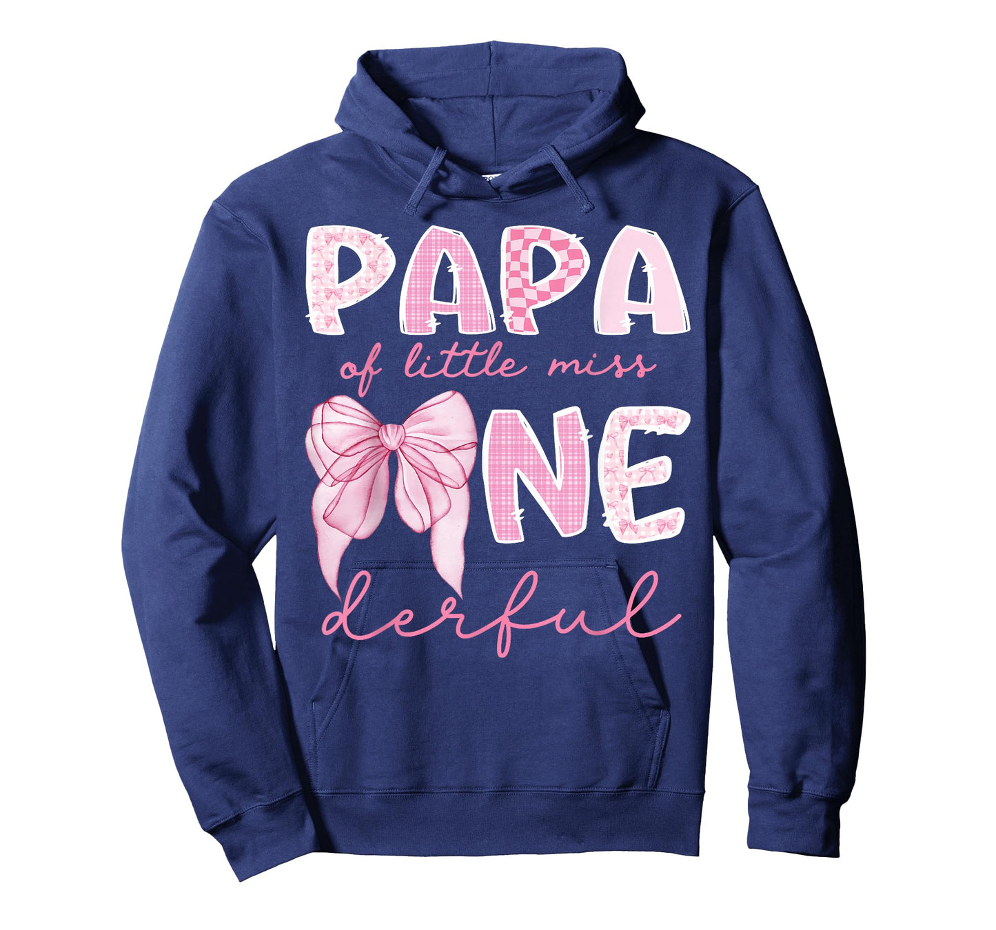Papa of Little Miss Onederful First Birthday Girl Bow T-Shirt