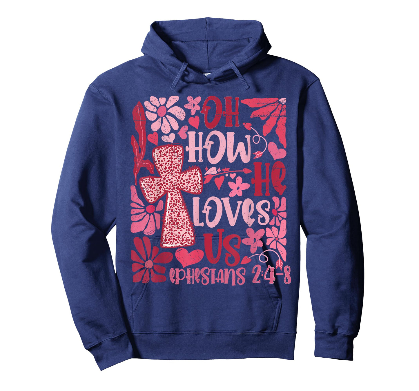 Pink Floral Oh How He Loves Us Boho Bible Verse Christians T-Shirt