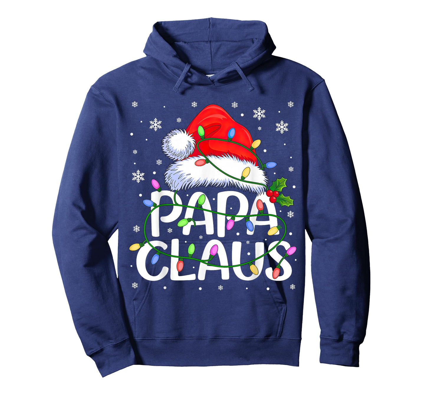 Mens Papa Claus Christmas Lights T-Shirt