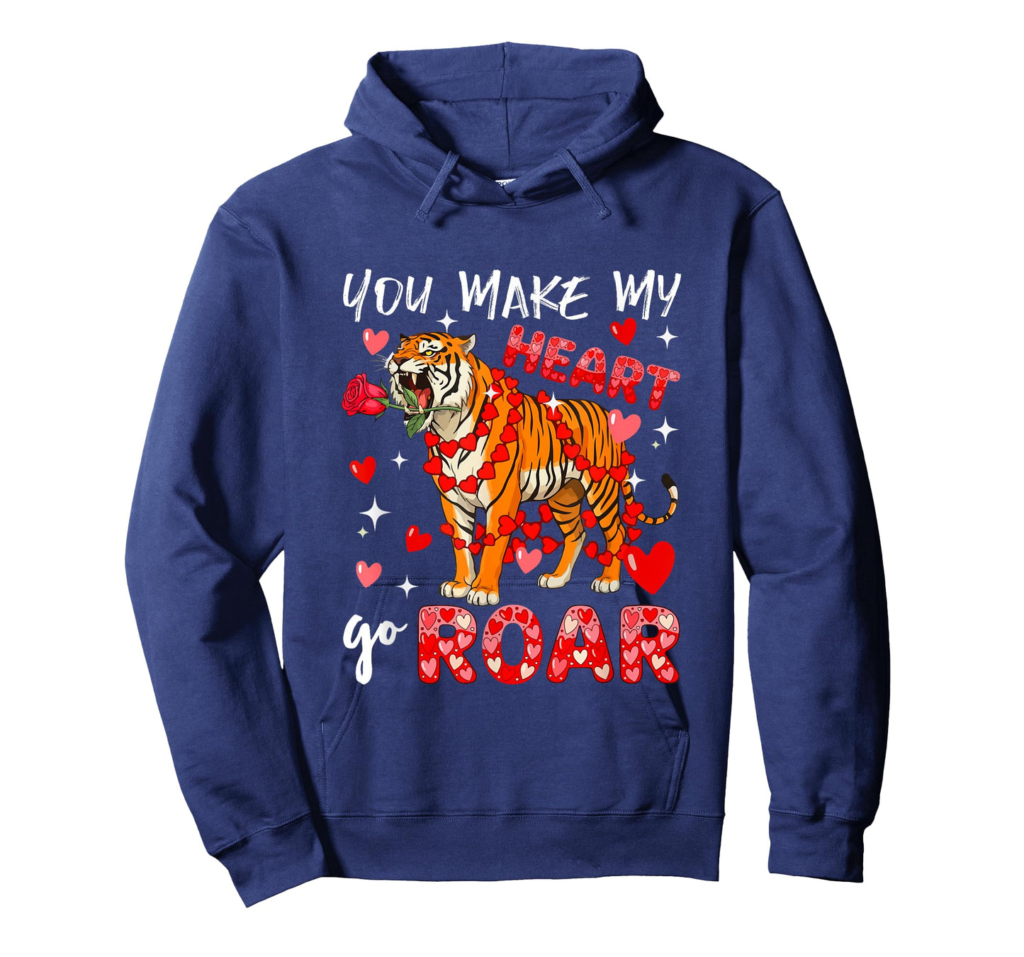 Make Heart Go Valentine's Day Cute Tiger Sound Floral Rose T-Shirt