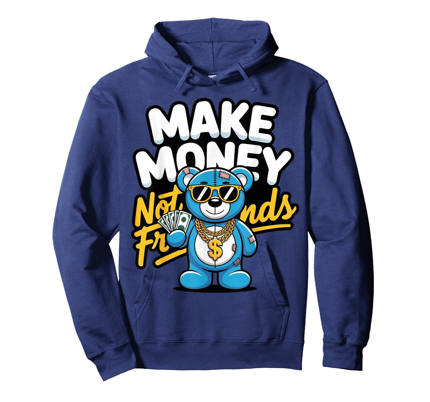 Streetwear Retro Matching Gamma Blue Make Money Not Friends T-Shirt