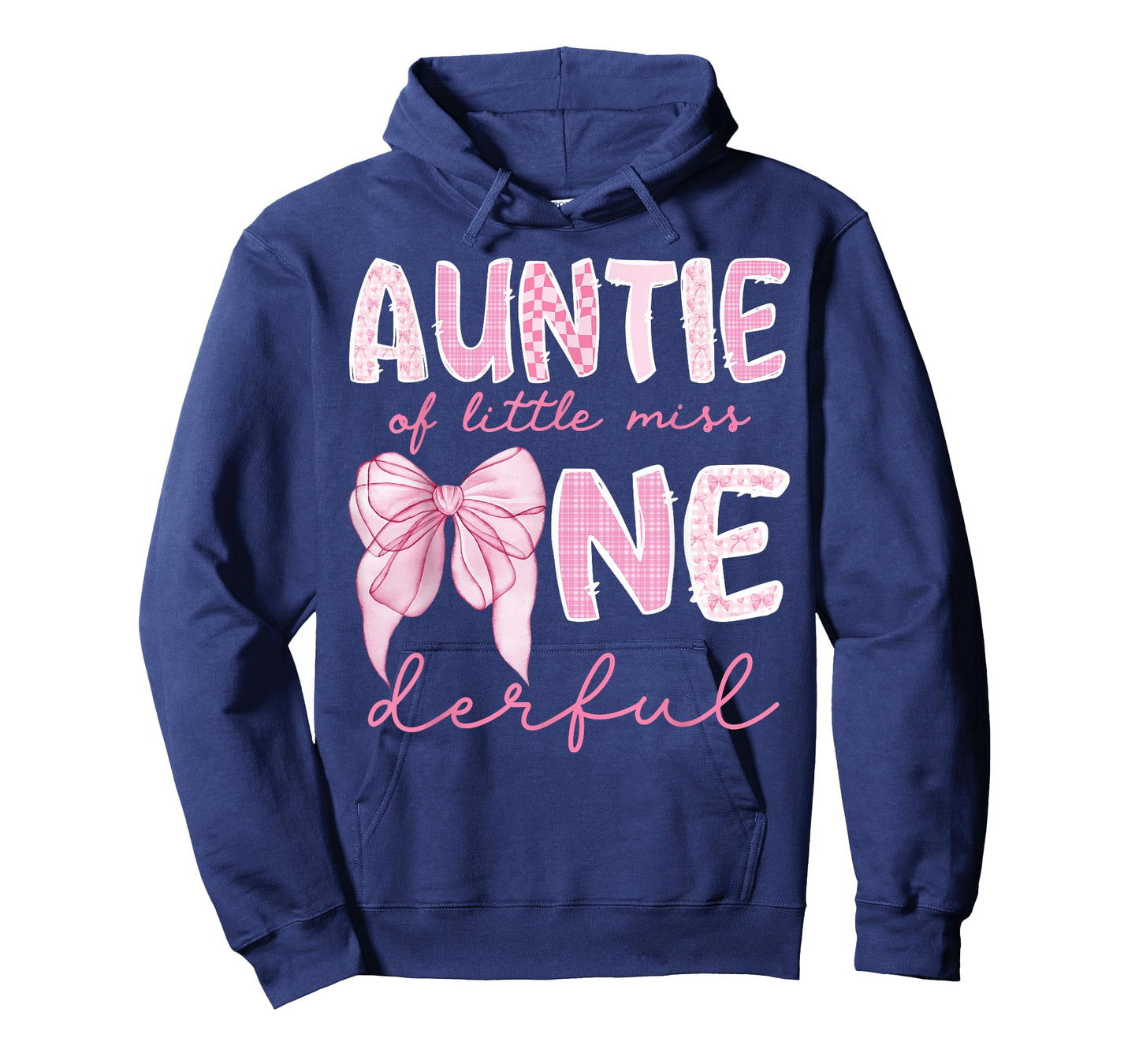 Auntie of Little Miss Onederful First Birthday Girl Bow T-Shirt
