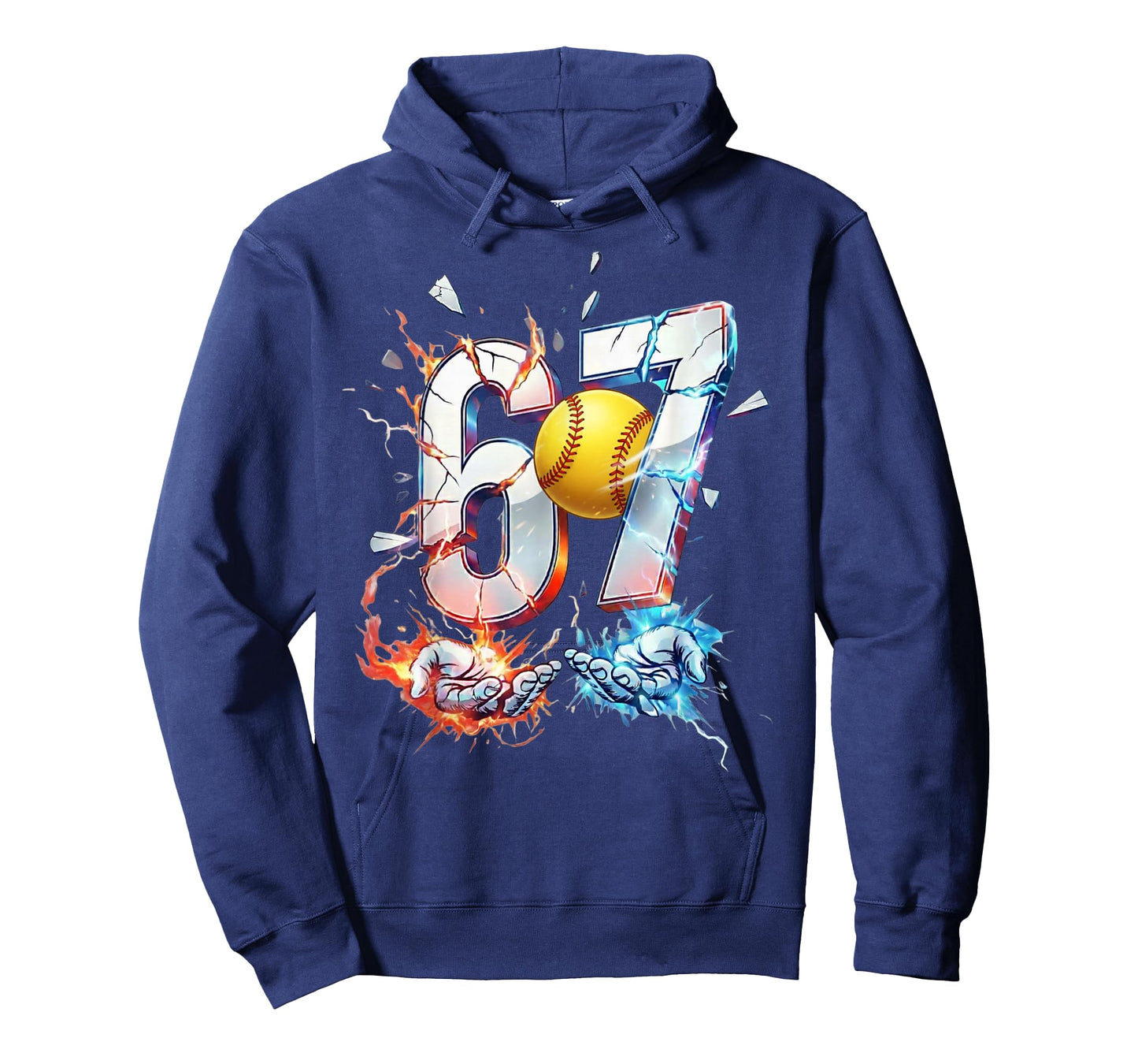 6 7 Softball Six Seven Meme 67 Hands Funny Kids Men Women T-Shirt