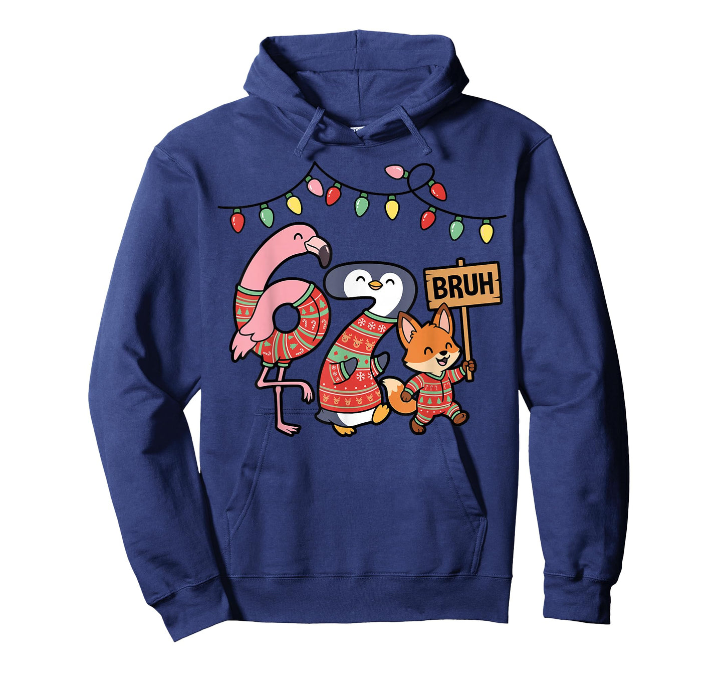 Flamingo Penguin Fox 67 Bruh Funny Christmas Animals T-Shirt