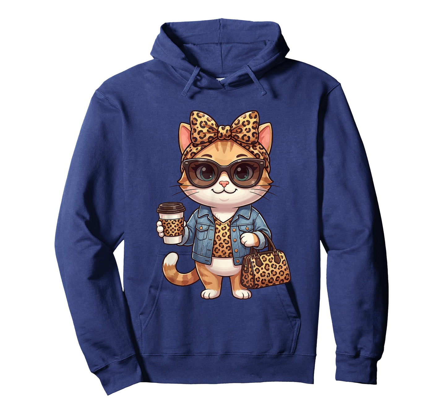 Fashion Funny Leopard Cat Coffee Cute Women Girls T-Shirt