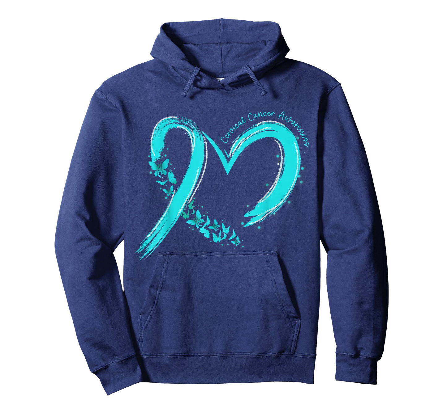 Cervical Cancer Awareness Heart Ribbon Teal Family Support T-Shirt