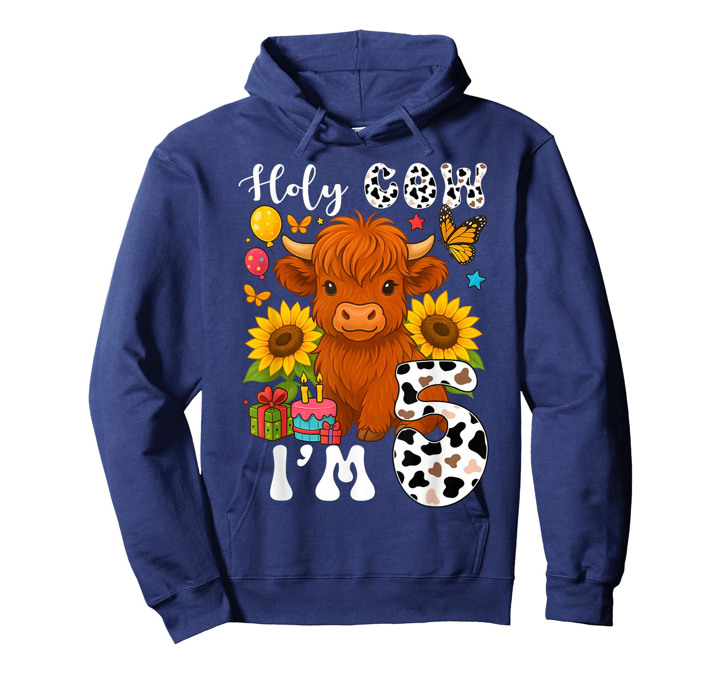 Holy Cow I'm 5 Years Old Farm Cow Sunflowers 5th Birthday T-Shirt