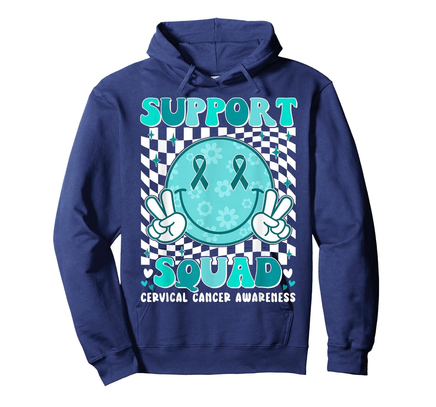Groovy Cervical Cancer Awareness Men Women Support Squad T-Shirt