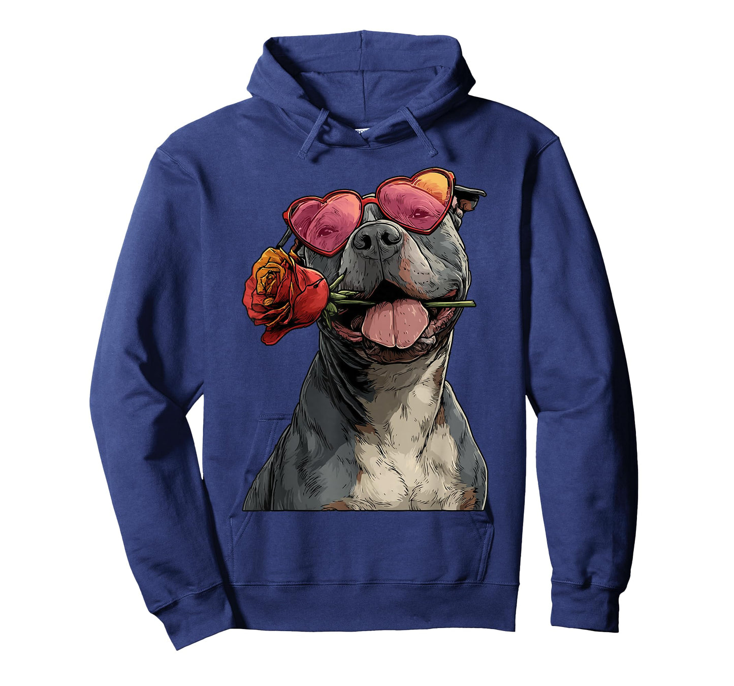 Cute Pit Bull with Heart Glasses Rose Valentine's Day Dog T-Shirt