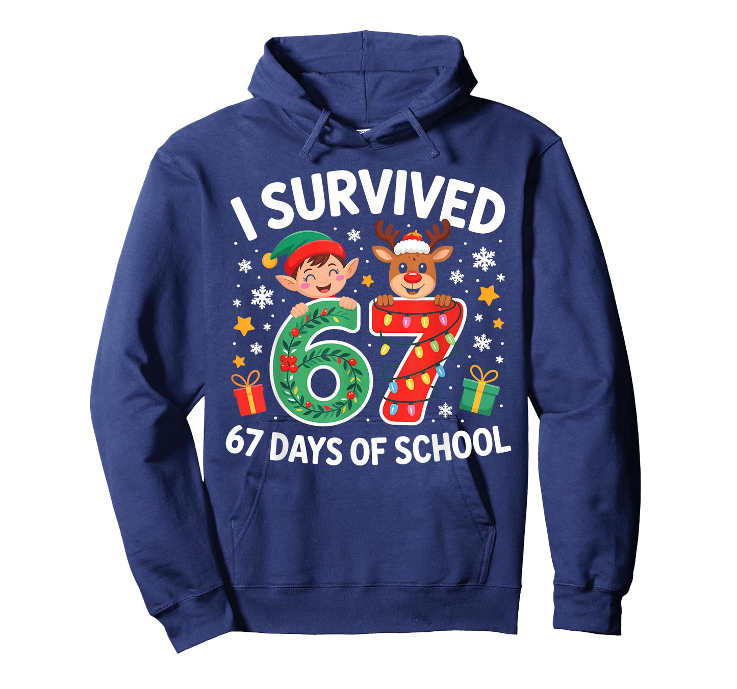 I Survived 67 Days of School Christmas Candy Cane Six Seven T-Shirt