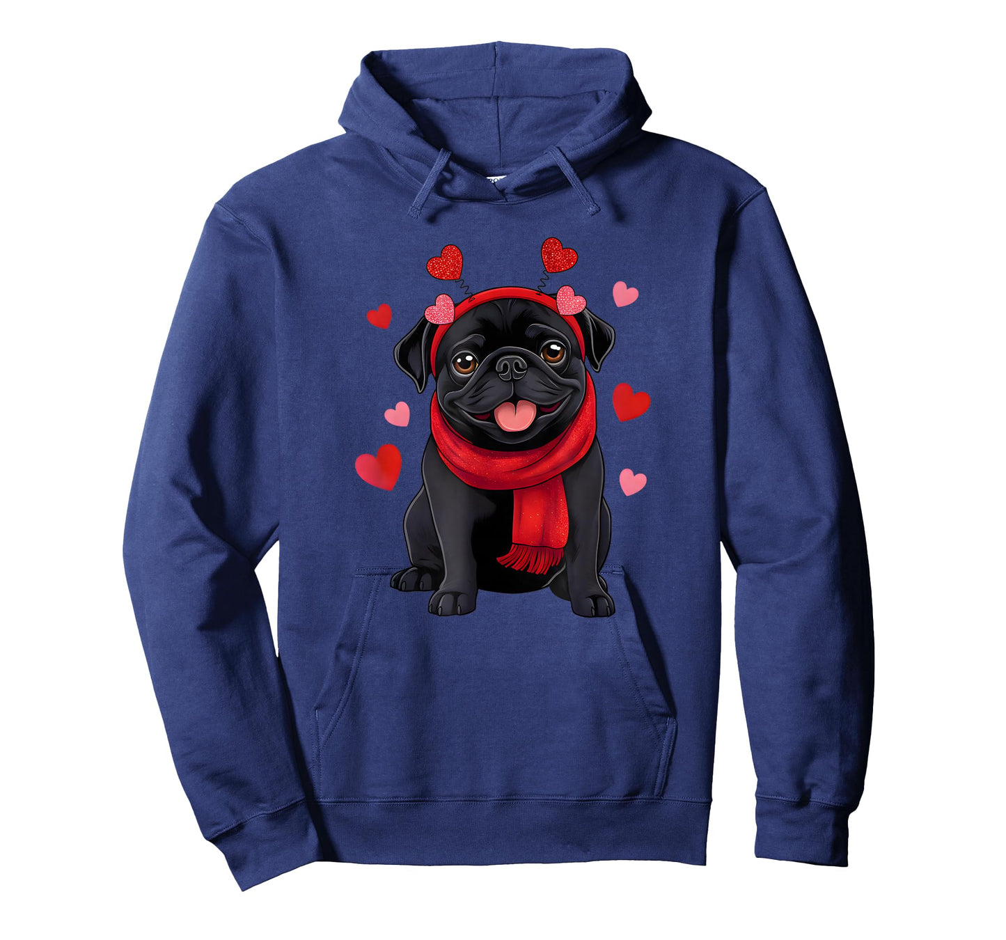 Black Pug Dog Valentine Hearts Pajama Men Women T-Shirt