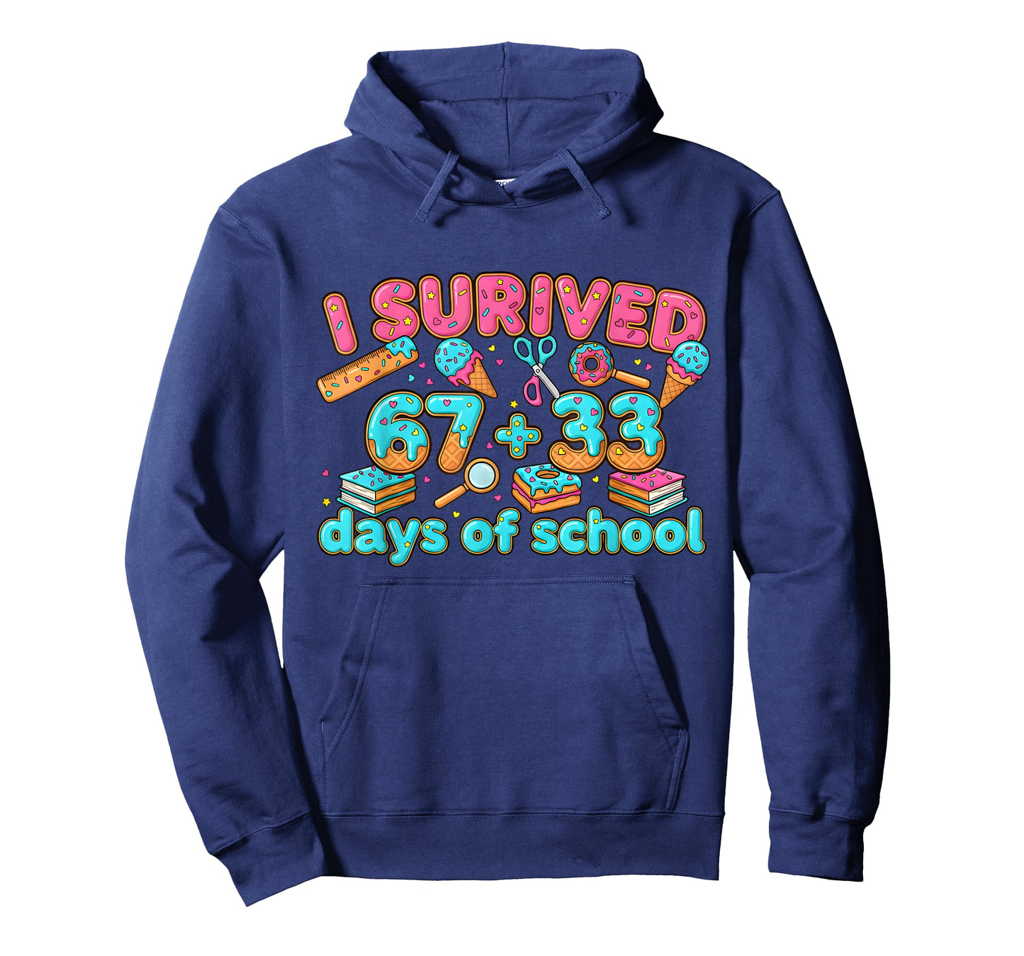 I Survived 67 + 33 Day of School Funny 67 Six Seven Teacher T-Shirt