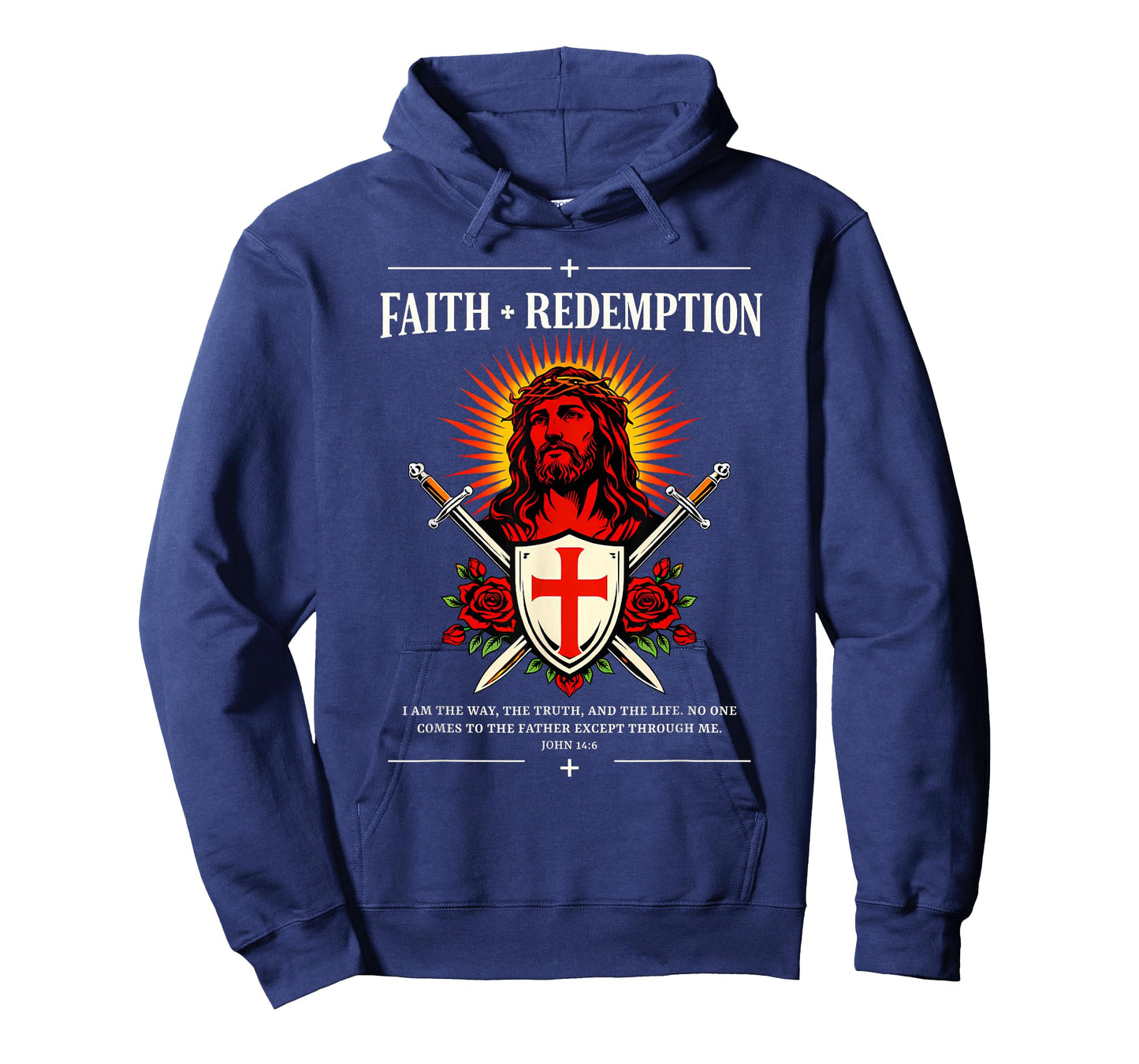 Faith + Redemption Jesus John 14:6 Christian Gothic Crest T-Shirt