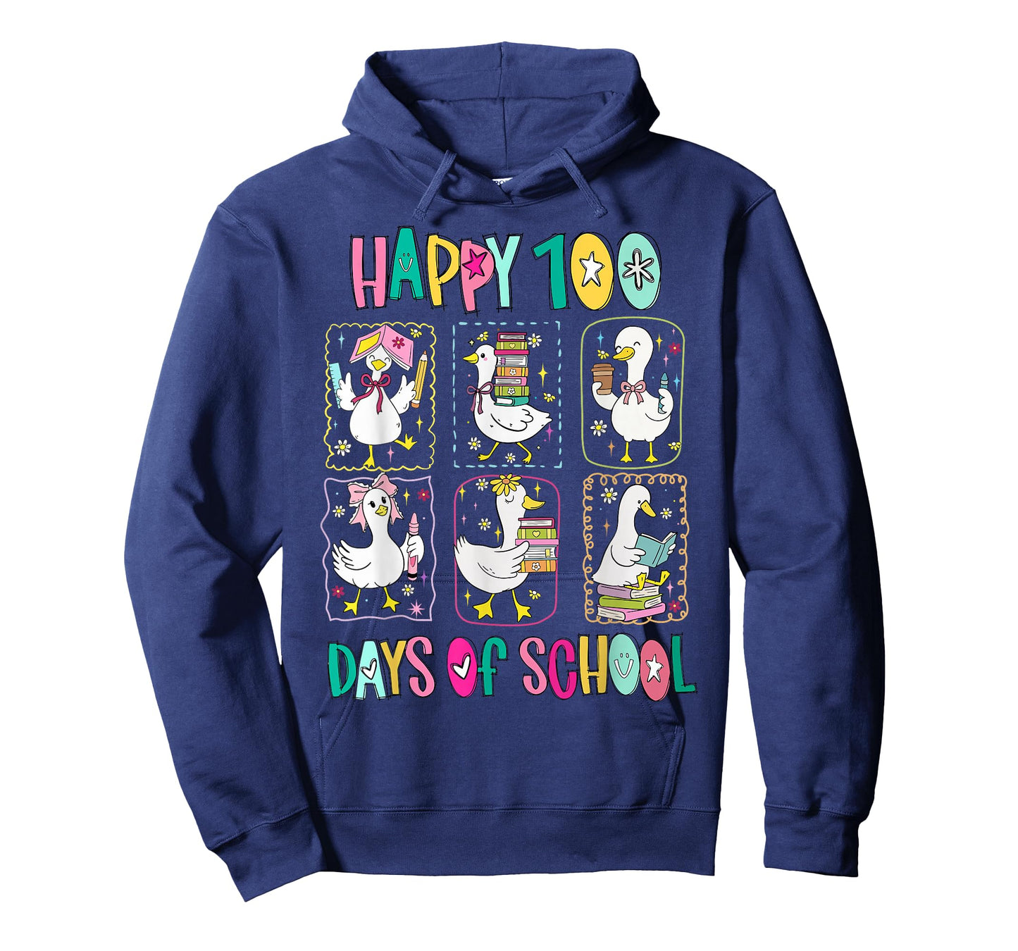 Happy 100 Days of School Student Teacher Funny Goose Silly T-Shirt