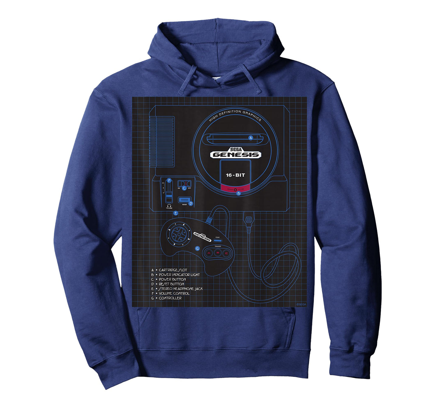 Genesis 16-Bit Technical Drawing Console T-Shirt