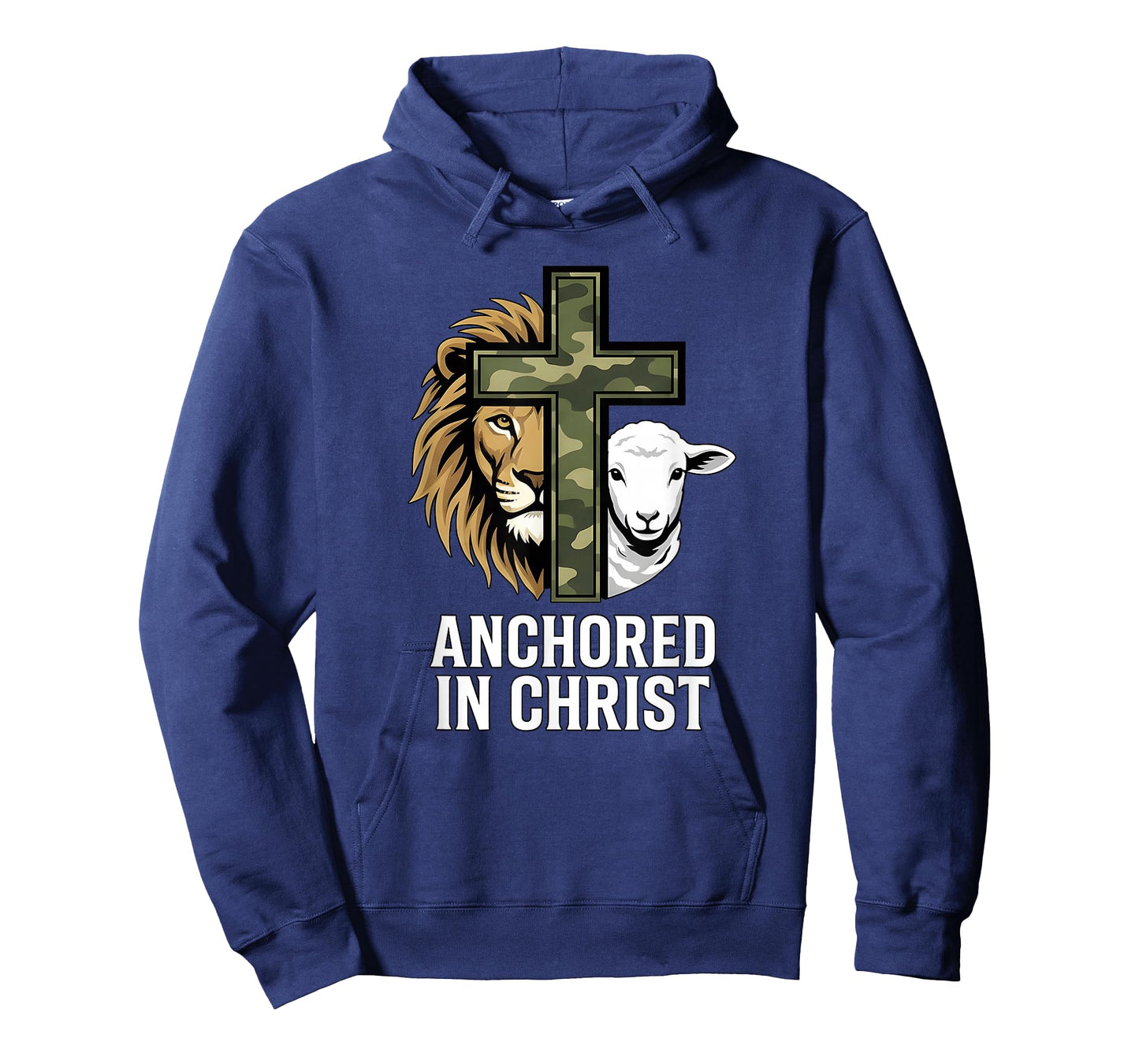 Christian Faith Anchored in Christ Camo Cross Lion Sheep T-Shirt