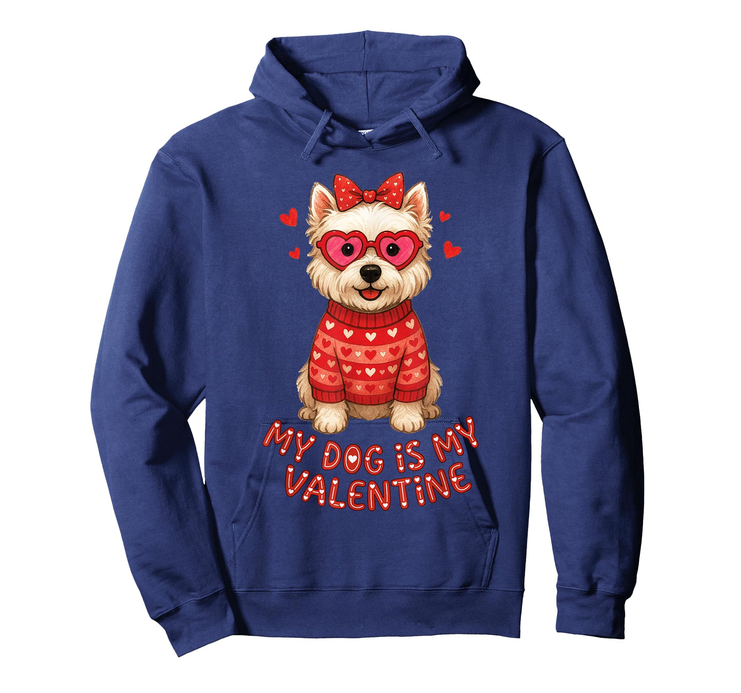 My Dog is My Valentine Westie Heart Glasses Puppy Love Cute T-Shirt