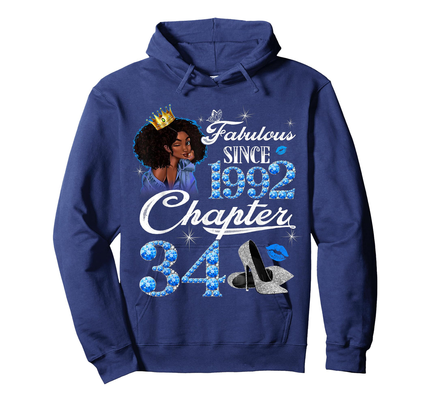 34th Birthday Black Queen Chapter 34 Fabulous Since 1992 T-Shirt
