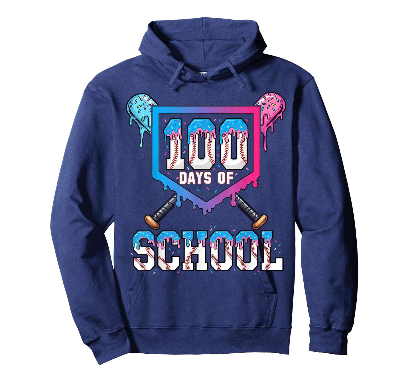 100 Days of School Baseball Ice Cream Drip 100th Day Boys T-Shirt