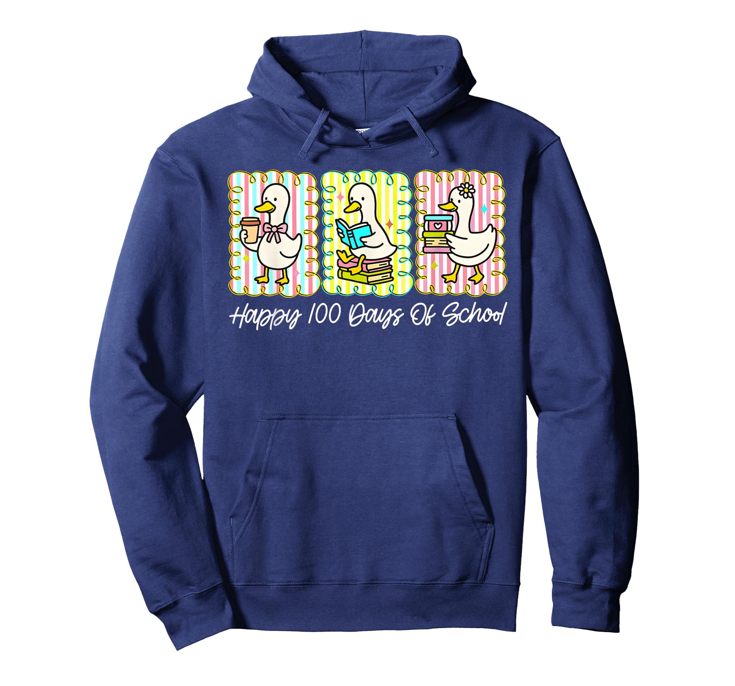 Preppy 100 Days of School Goose Coffee Books Teacher Life T-Shirt