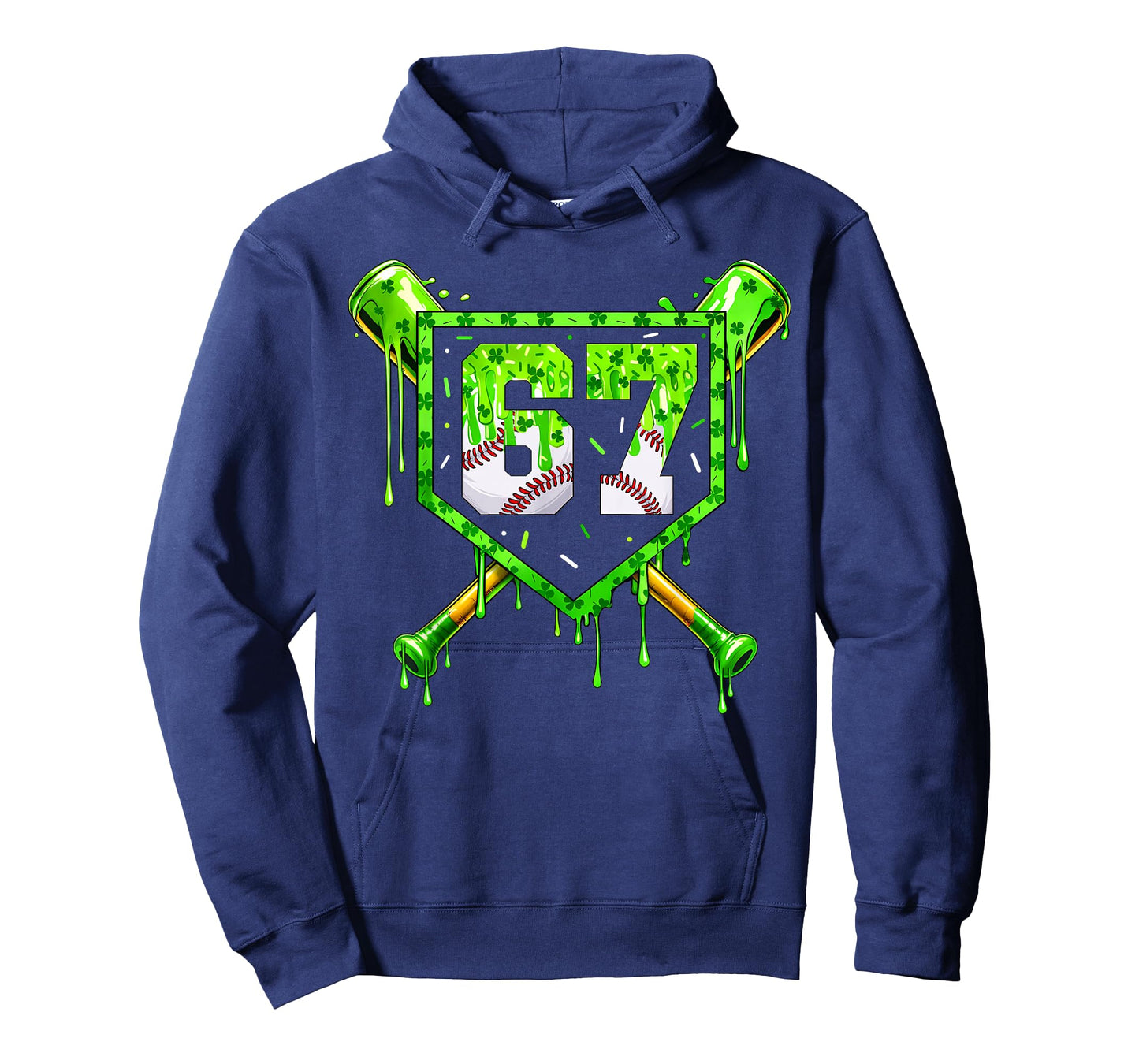 Baseball Ice Cream Drip Shamrocks 6 7 Meme St. Patrick's Day T-Shirt