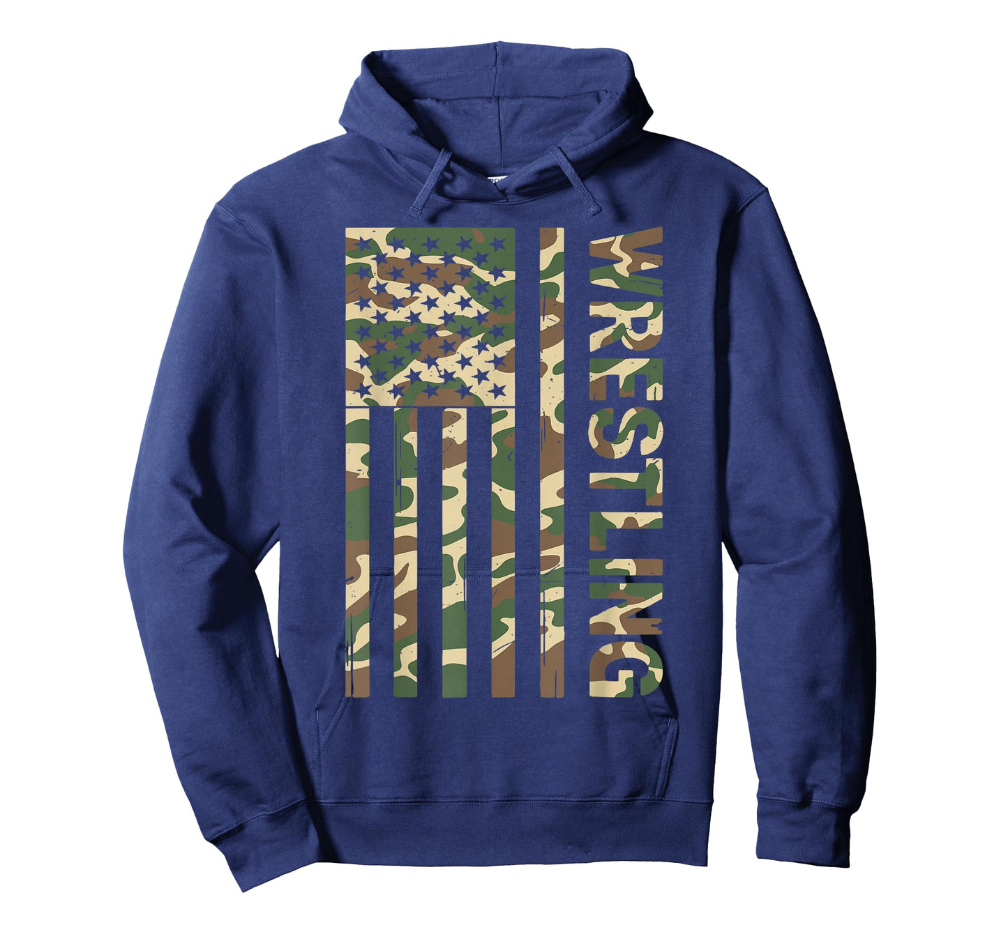 Youth Camo US Wrestling American Flag Patriotic Boy Wrestler T-Shirt