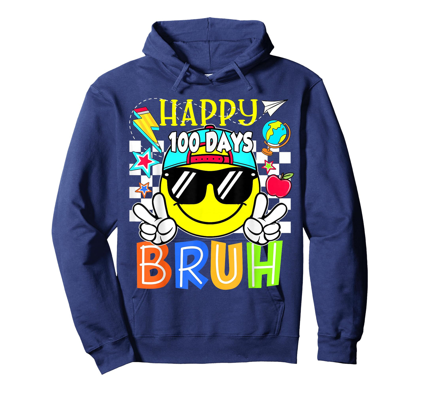 Happy 100 Days of School Bruh Smile Groovy Face Kid Teacher T-Shirt