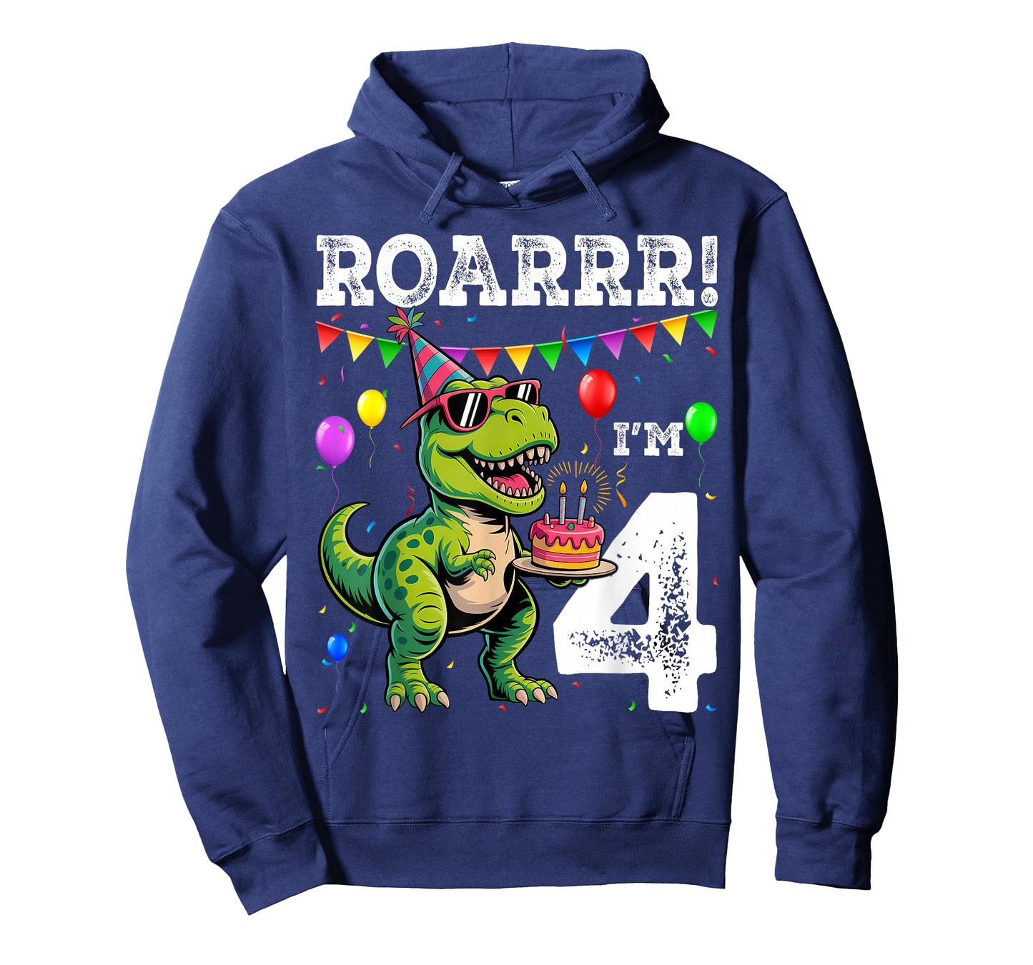 4th Birthday 4 Year Old Boys Girls Roar Im Dinosaur T-Shirt