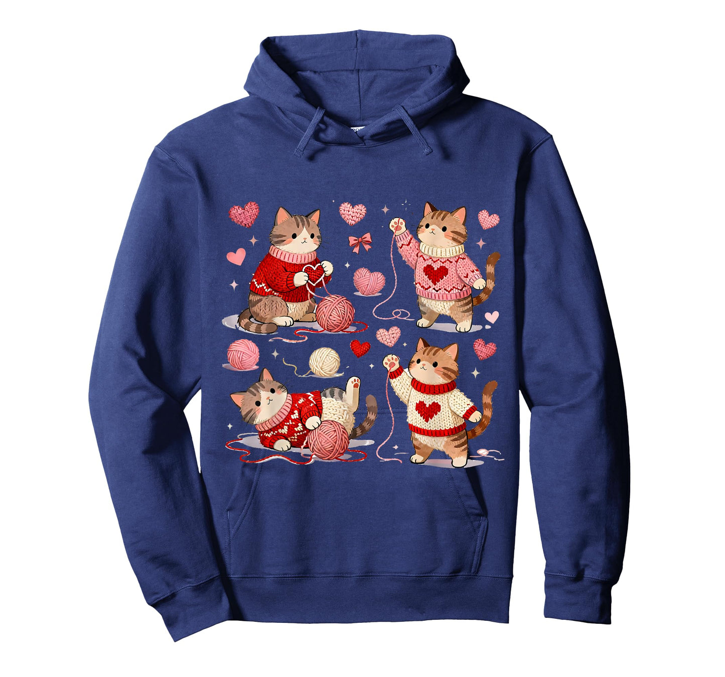 Happy Valentine Cute Crochet Cat Love Design T-Shirt