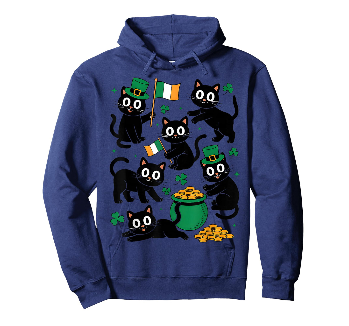 St Patricks Day Black Cat with Shamrock Irish Cute Cat Lover T-Shirt