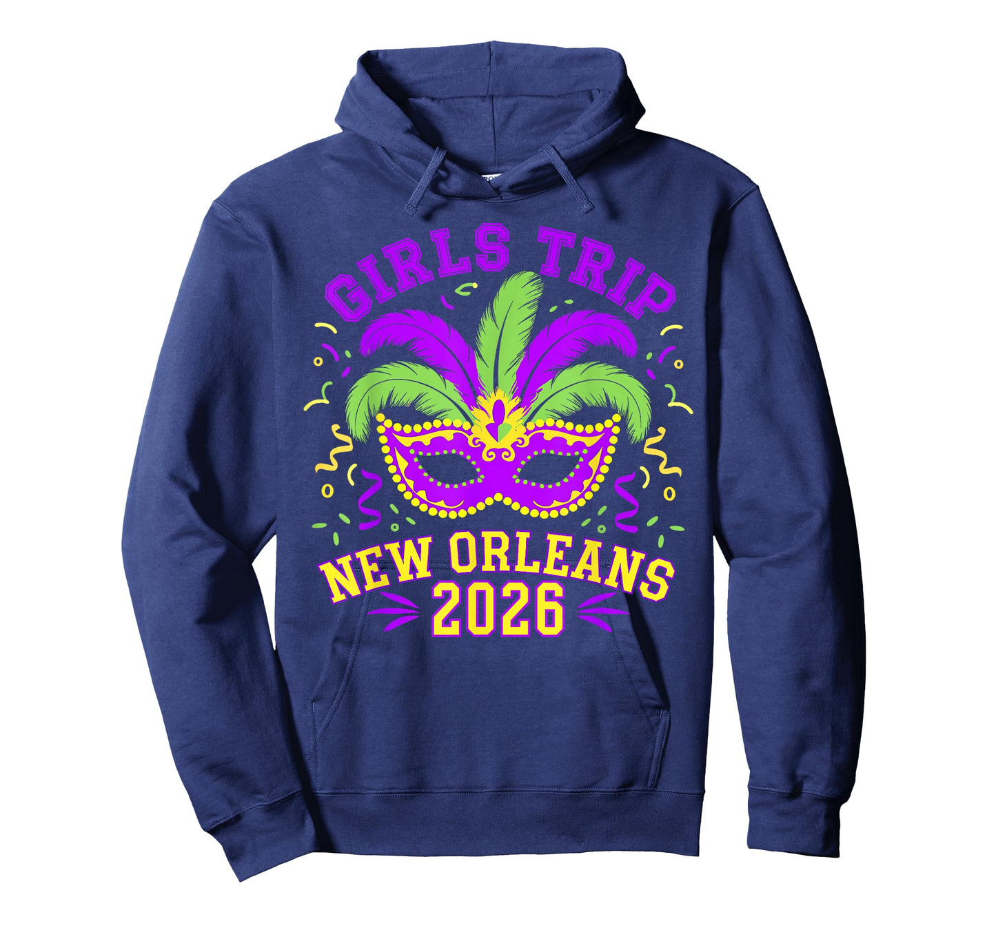 Mardi Gras Girls Trip New Orleans 2026 Mask Beads Vacation T-Shirt