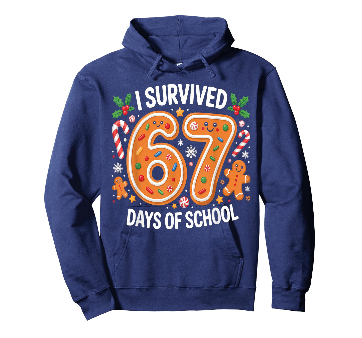 I Survived 67 Days of School Christmas Candy Cane Six Seven T-Shirt