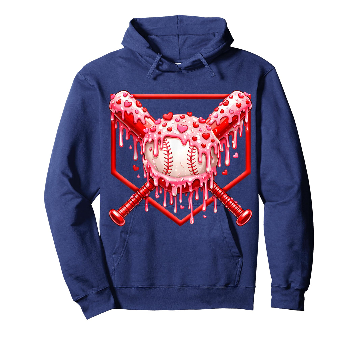 Valentines Day Baseball Boys Ice Cream Drip Heart Youth Kids T-Shirt