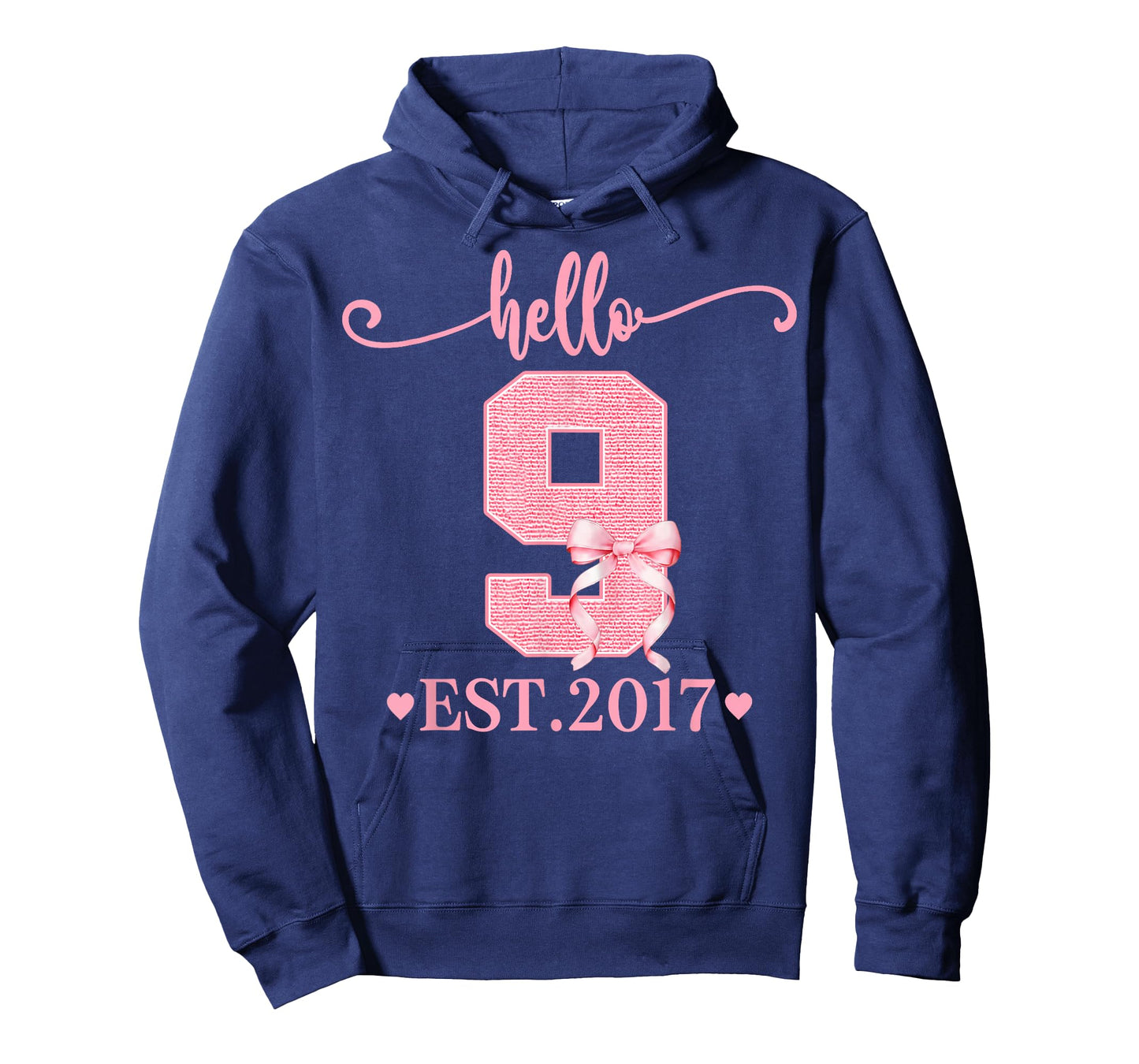 9th Birthday Girl Coquette Bow Hello 9 Year Old Est 2017 T-Shirt