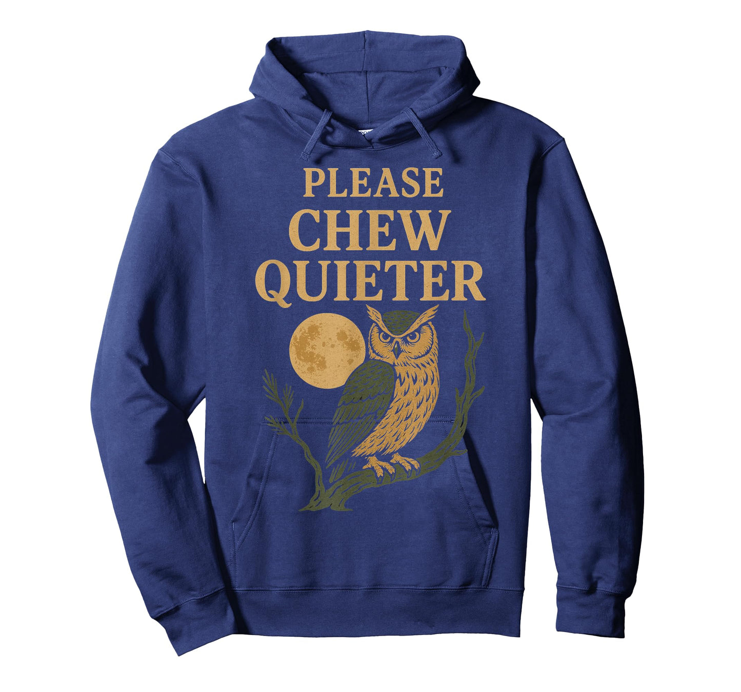 Please Chew Quieter Fanny Christmas Novelty Owl Artwork T-Shirt