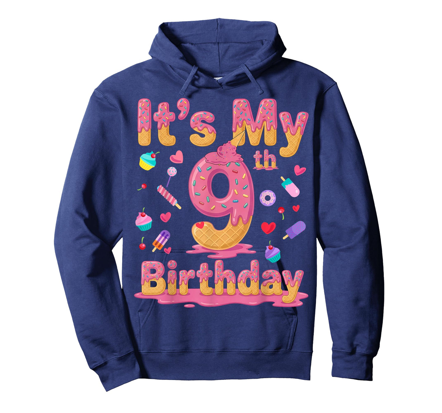 It's My 9th Birthday Girl Ice Cream Drip 9 Years Old T-Shirt
