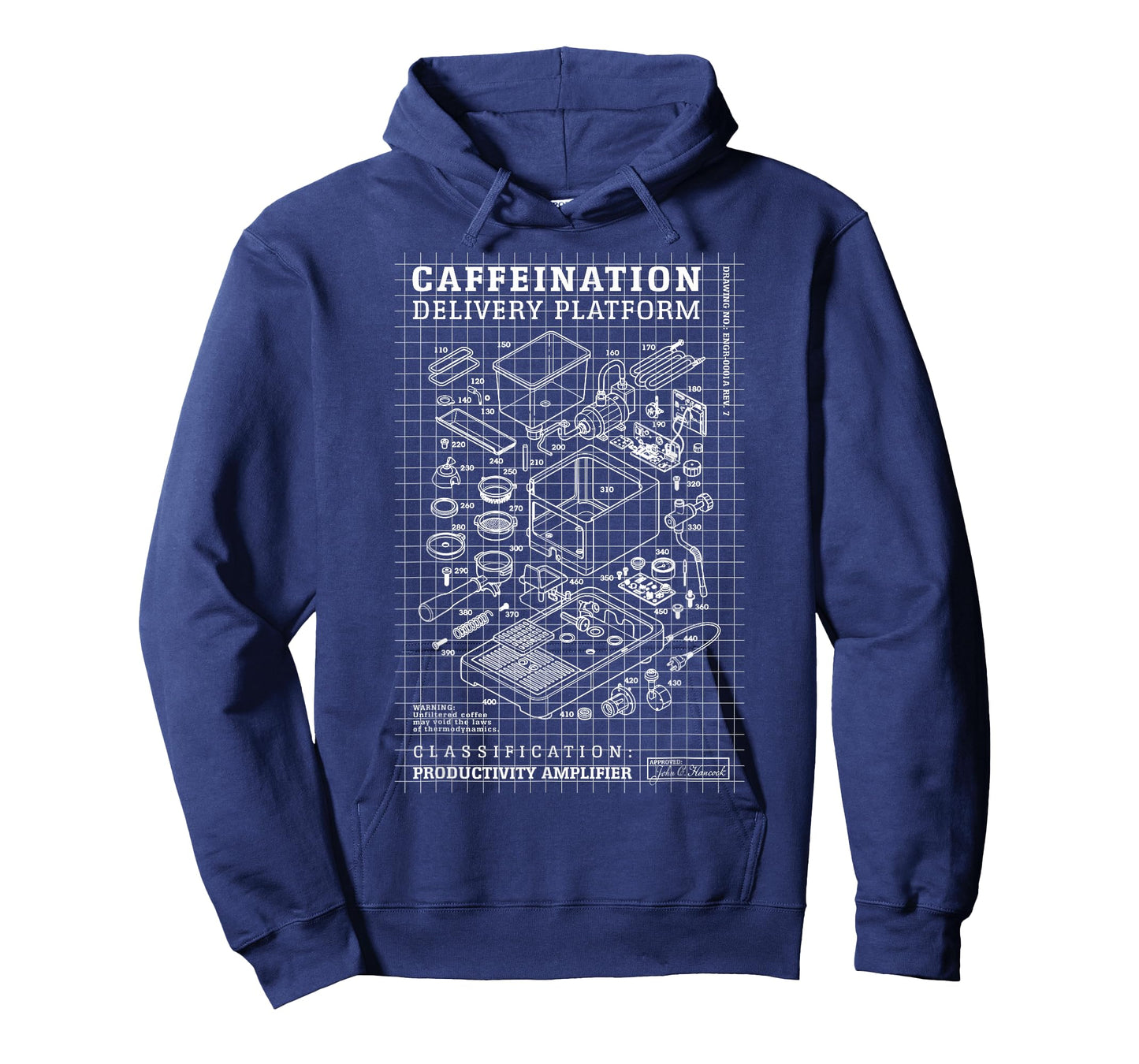 Engineer Coffee Machine Diagram Funny Caffeine Engineering T-Shirt