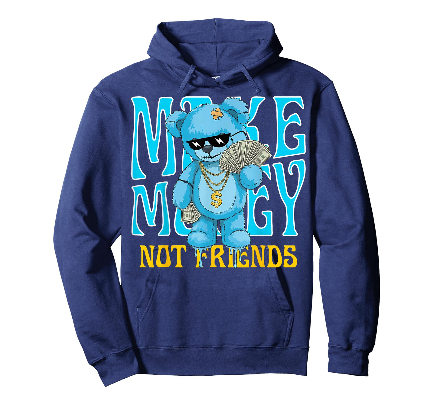 Streetwear Retro Matching Gamma Blue Make Money Not Friends T-Shirt