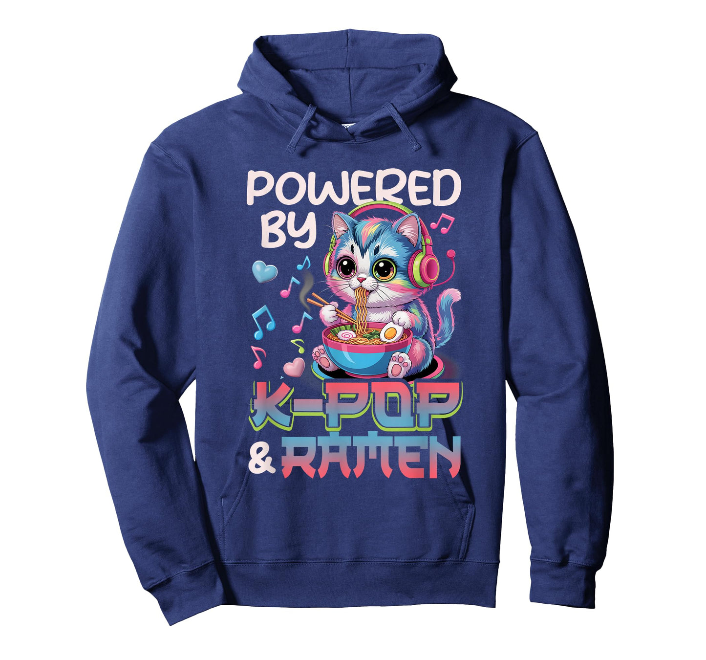 Kawaii Powered by K-Pop and Ramen Cute K-pop Cat Music T-Shirt