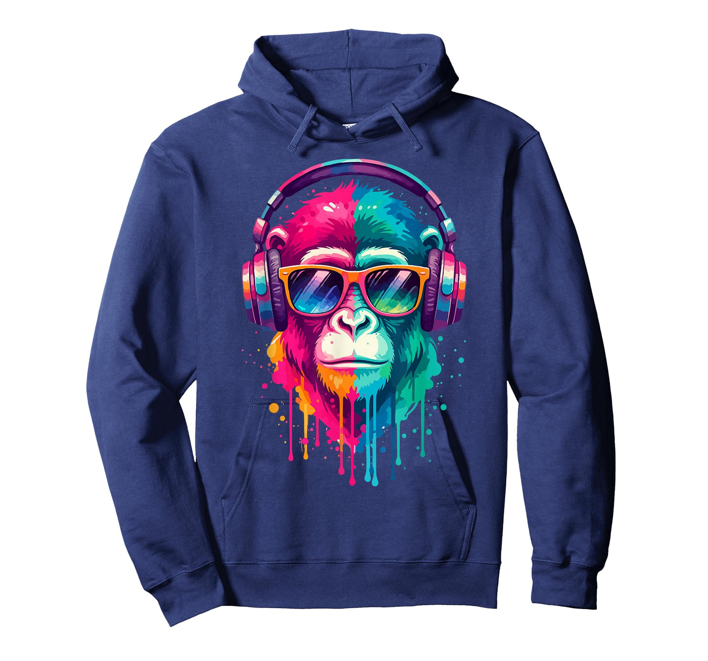 Monkey Wearing Headphones and Sunglasses EDM Rave Chimp Art T-Shirt